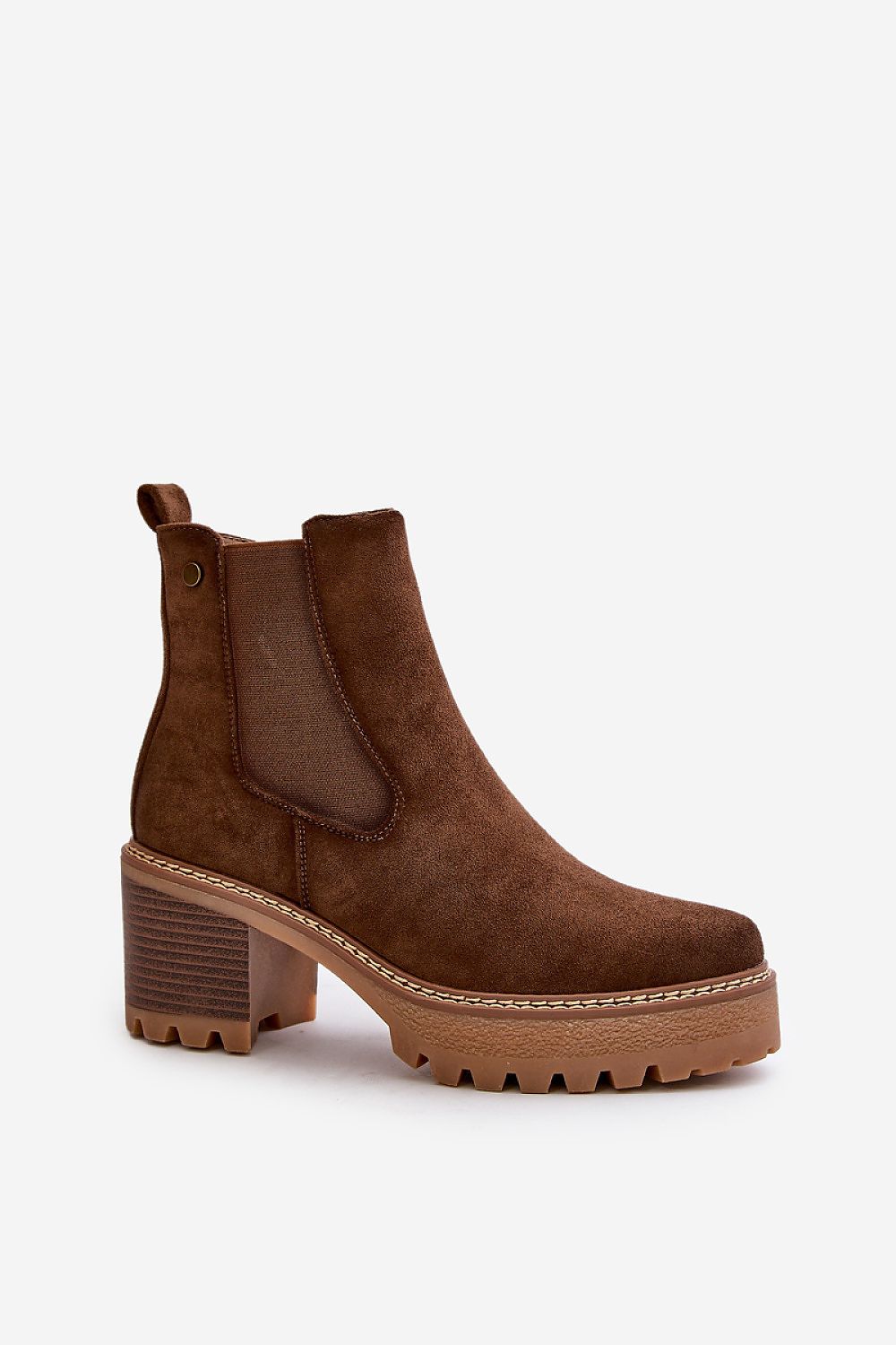 Velmorin eco-suede block heel boots with fleece lining for autumn, featuring side-zip closure and rounded toes for stylish comfort.