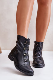 Velindra Everyday Zip-Up Boots in eco leather with decorative elastics and 3 cm heel, perfect for colder months, shown on model.