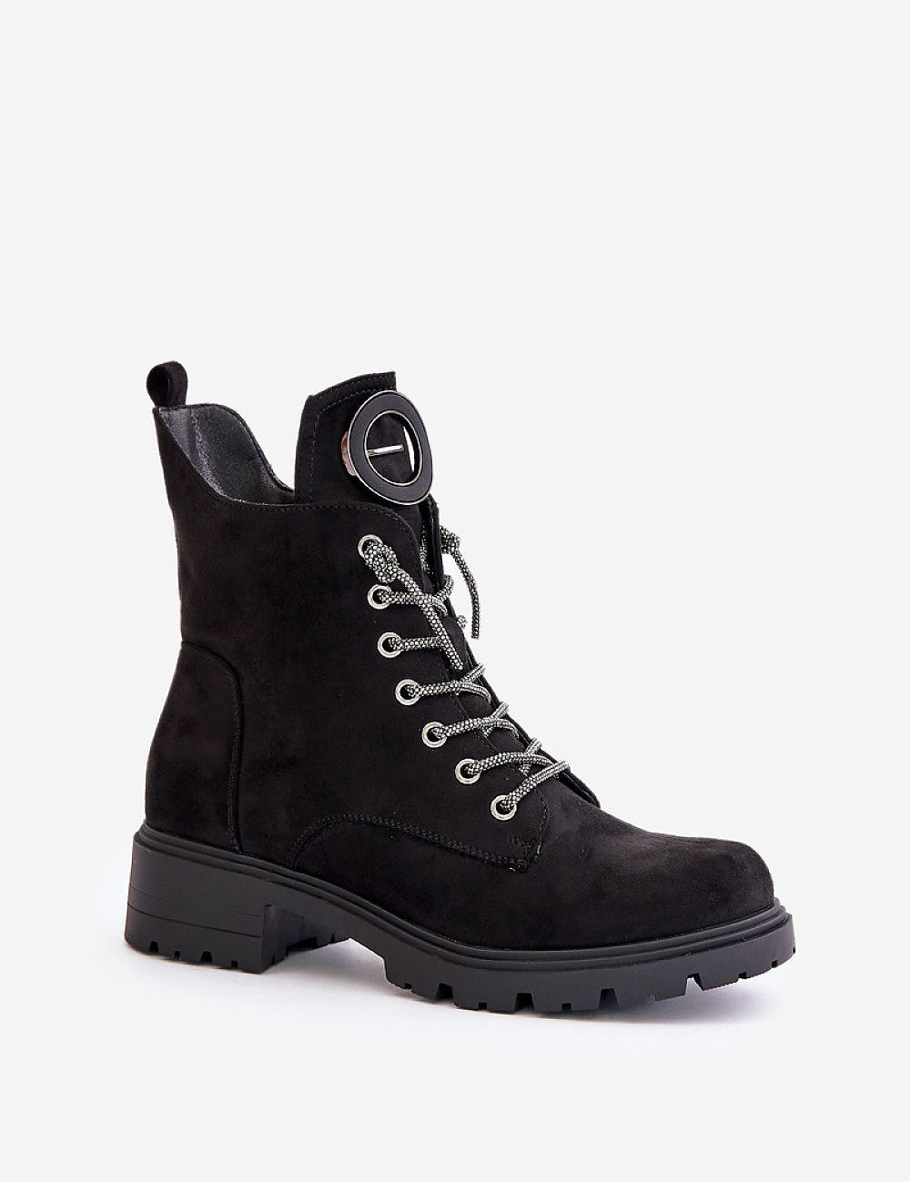 Virellune Frostlace eco-suede boots with decorative lacing and side zipper, designed for cool-weather comfort and natural movement.
