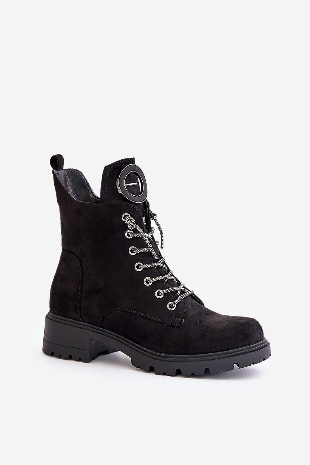 Virellune Frostlace eco-suede boots with decorative lacing and side zipper, designed for cool-weather comfort and natural movement.