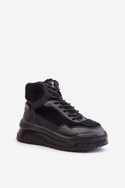 Valmara Shearling High-Top Sneakers with faux sheepskin trim, platform sole, and dual lace-zipper closure for winter street style.