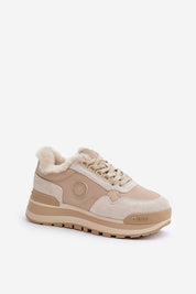 Montessa fleece-lined platform sneakers in suede leather with cozy fleece lining and elevated sole for style and comfort.