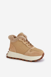Alvarra leather platform winter sneakers with fur lining and dual closure, offering warmth and urban style on a 3.5 cm platform.