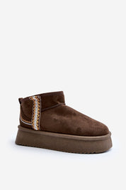 Azmira Aztec Platform Snow Boots with eco suede and Aztec pattern, featuring a 4 cm platform for warmth and style.