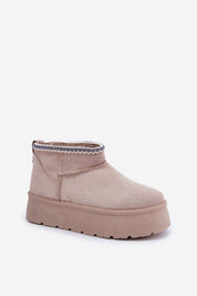 Auraline Embroidered Suede Snow Boots with fur lining, eco suede material, embroidery, 4 cm platform, 9.5 cm shaft, ideal for winter.