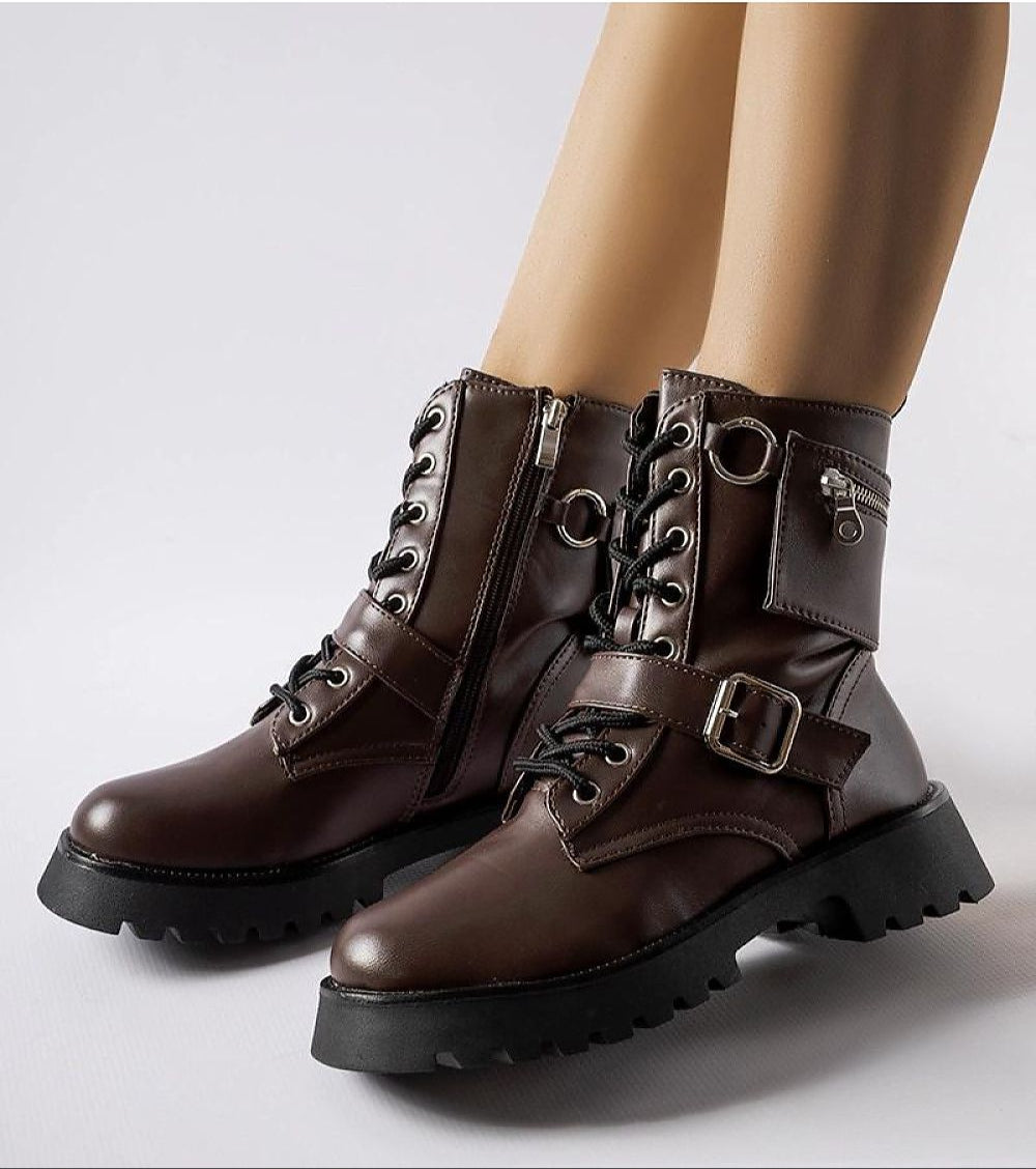 Verlira insulated trapper ankle boots in smooth eco leather with soft lining, back zipper, and removable ankle pouch on black rubber sole.