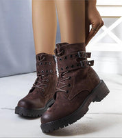 Ardevra insulated ankle boots with strap detail, suede texture, and treaded sole for warmth and grip, ideal for autumn and winter.