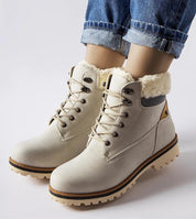 Montalbino Insulated Winter Trappers, ankle-height boots with fur lining, lace-up front, and flat sole for warmth and comfort.