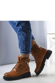 Coanira brown trapper boots with mini padlock, featuring eco leather and faux fur lining for stylish winter wear.