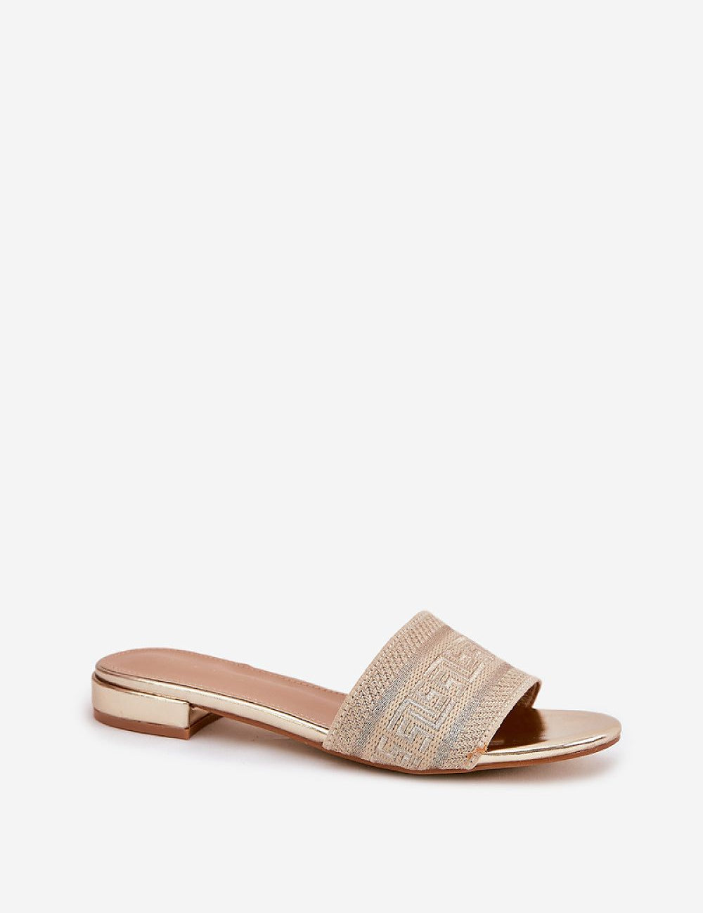 Arelia Flat Summer Slides with breathable textile upper and eco-leather insole, ideal for casual warm-weather wear.