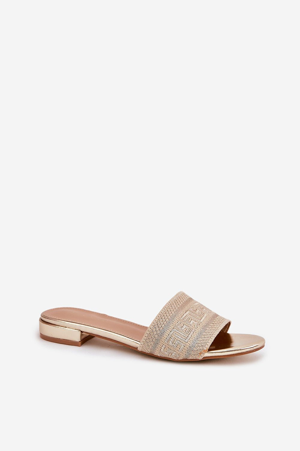 Arelia Flat Summer Slides with breathable textile upper and eco-leather insole, ideal for casual warm-weather wear.