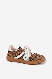 Zyrmira custom lace sport sneakers in leopard print with detachable lace accent and eco leather, featuring a structured 2 cm sole.