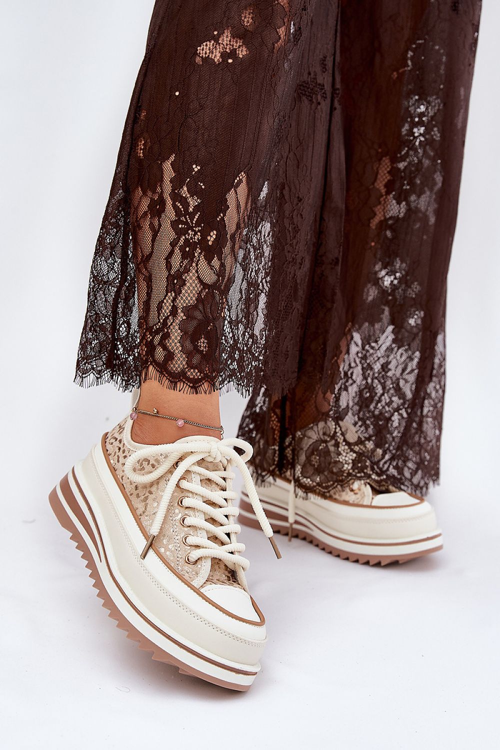 Emlira Thick-Lace Platform Sneakers with a 6.5 cm sole, featuring a textile upper and bold lace design for elevated comfort and style.