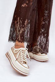 Emlira Thick-Lace Platform Sneakers with a 6.5 cm sole, featuring a textile upper and bold lace design for elevated comfort and style.