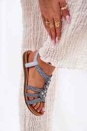 Elessa Woven Strap Sandals with braided eco-leather and elastic heel strap, perfect for summer fashion.