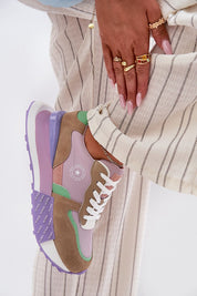 Alt Tag: Velzora Suede Texture Sneakers showcasing multicolor suede design with platform sole and HI-POLY System insole for comfort and style.