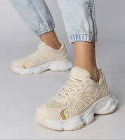 Thareen Platform Trainers with chunky sole and faux leather finish, featuring animal-inspired texture for urban style.