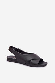 Talmea Soft-Strap Leather Sandals in black, open toe design for breathability, handcrafted with premium leather for comfort and style.