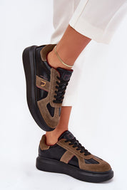 Caravelle Mixed-Leather Sneakers with suede and leather design, featuring an elevated sole and memory foam insole for comfort and style.