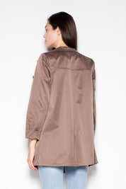 Back view of Laverinne Classic Open-Front Coat with decorative collar and relaxed silhouette, perfect for versatile everyday style.