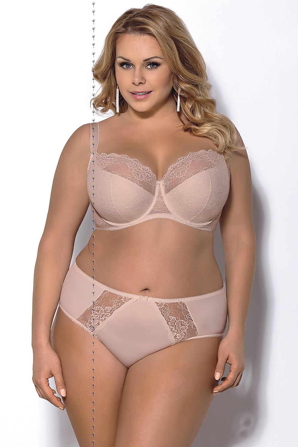 Plus Size Arvenelle Semi-Soft Lace Bra with delicate lace, cotton lining, and a charming bow; elegant and comfortable design for ample support.