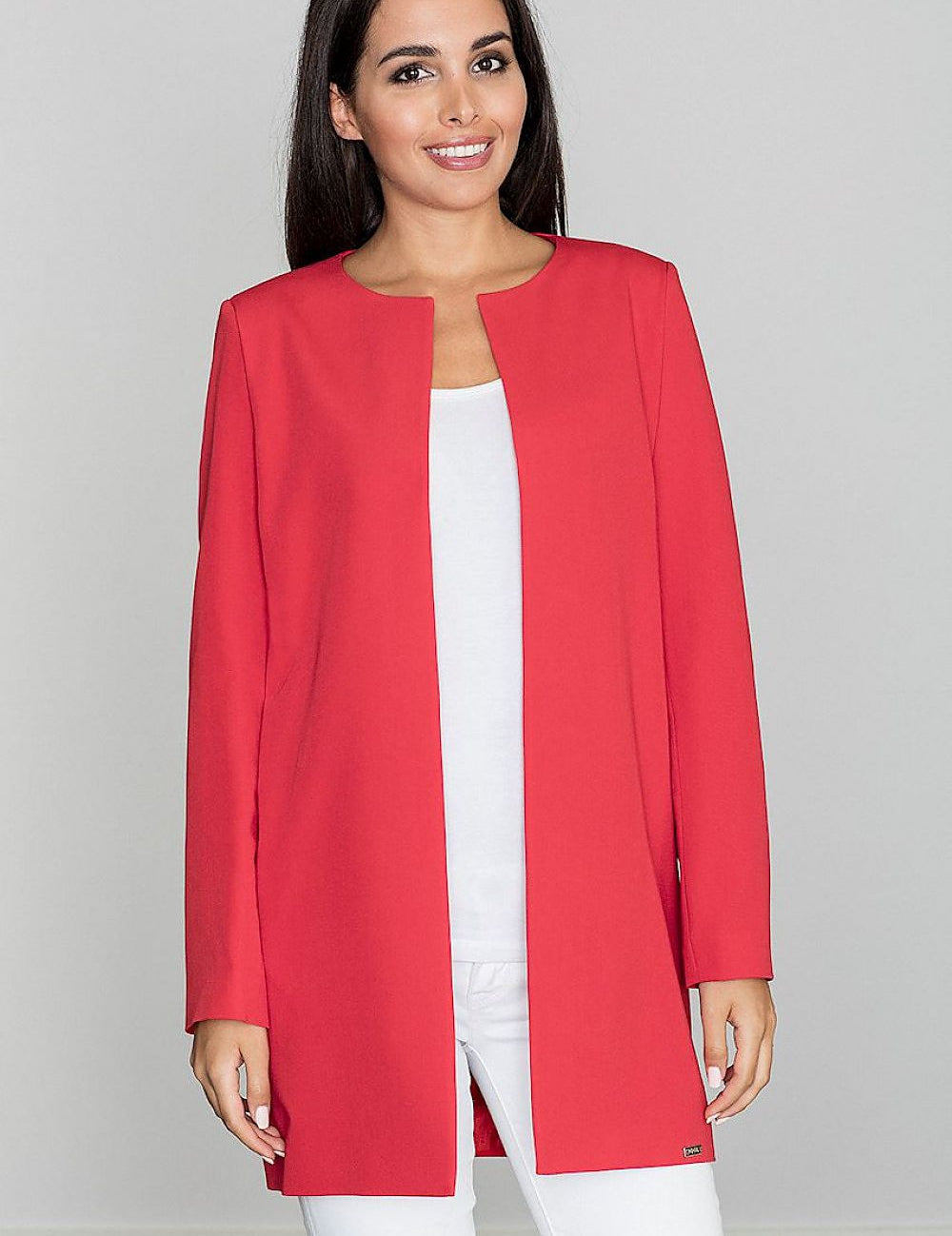 Alverine lightweight coat in a straight, flowing cut, red viscose blend; elegant, minimalist design for versatile styling.