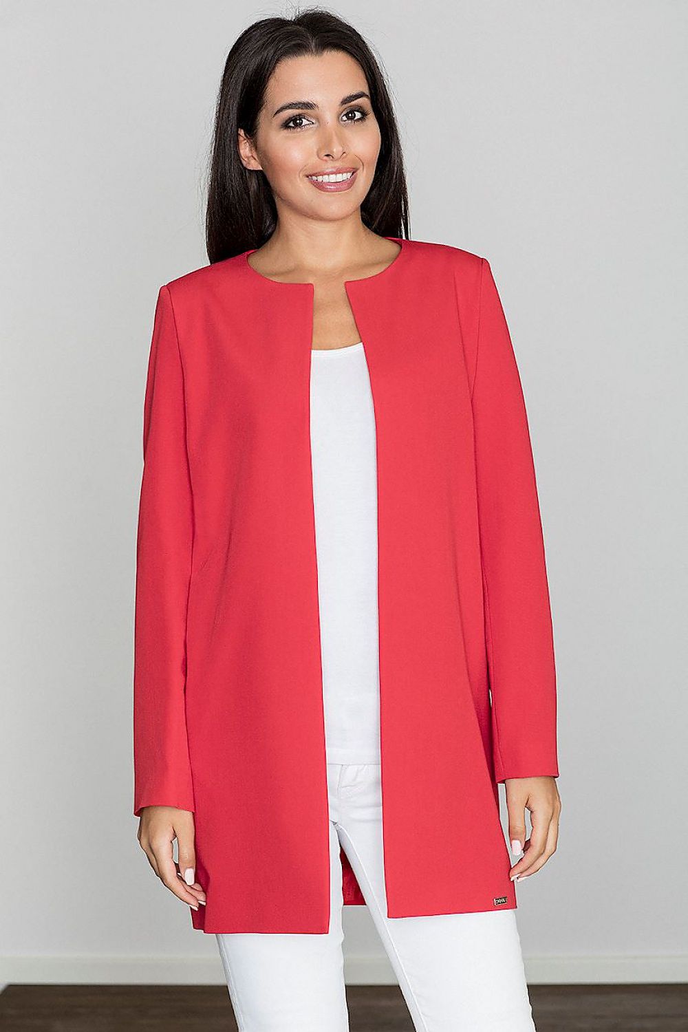 Alverine lightweight coat in a straight, flowing cut, red viscose blend; elegant, minimalist design for versatile styling.