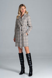 Loryndra Belted Knee-Length Autumn Coat with structured collar and six-button front, perfect for casual or formal looks.