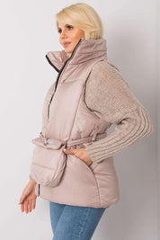 Woman wearing Calveris Belted Lined Zip Gilet, lightweight and sleeveless, with a front zip and side pockets. Perfect for layering.