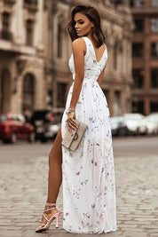 Elvire Chiffon Open-Back Gown