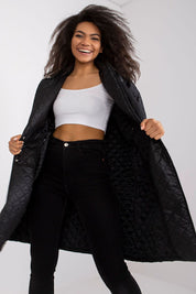 Model wearing Orlianne Quilted Transitional Coat, showcasing its chic silhouette and open quilting, perfect for layered styling.