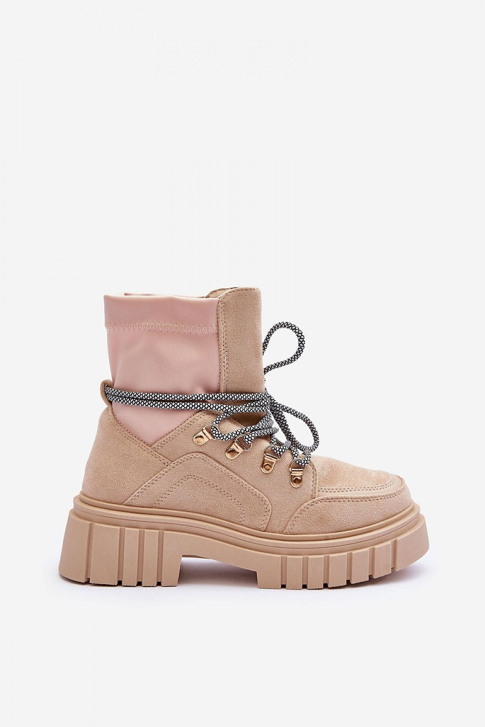Serrina Eco-Suede Chunky Heel Boots with platform, plush eco-suede, elevated block heel, and minimalist design for winter wardrobe.