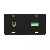 Custom Ukrainian license plate featuring country emblem and flag design, made of durable aluminum, fits any car, adds patriotic decor.