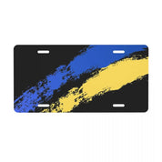 Custom Ukrainian license plate with blue and yellow flag design on durable aluminum for cars.