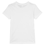 White Tivvi Kids Cotton Tee, soft and durable, featuring a ribbed collar and crew neck, ideal for print designs or plain wear.