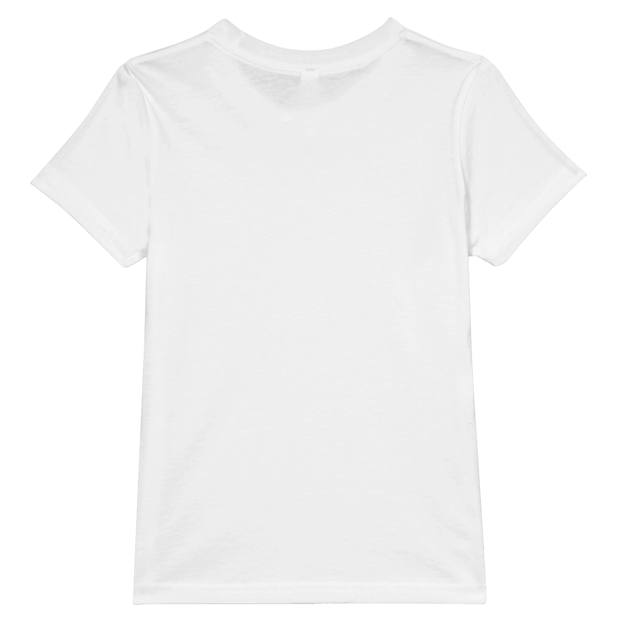 White Tivvi Kids Cotton Tee, soft and durable, featuring a ribbed collar and crew neck, ideal for print designs or plain wear.