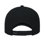 Back view of black Print on Demand Callorin Premium Snapback Cap featuring adjustable closure, ideal for customization and style.