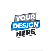 Customizable fine art poster template with "Your Design Here" text in bold blue and gray letters, ideal for personalized artwork.