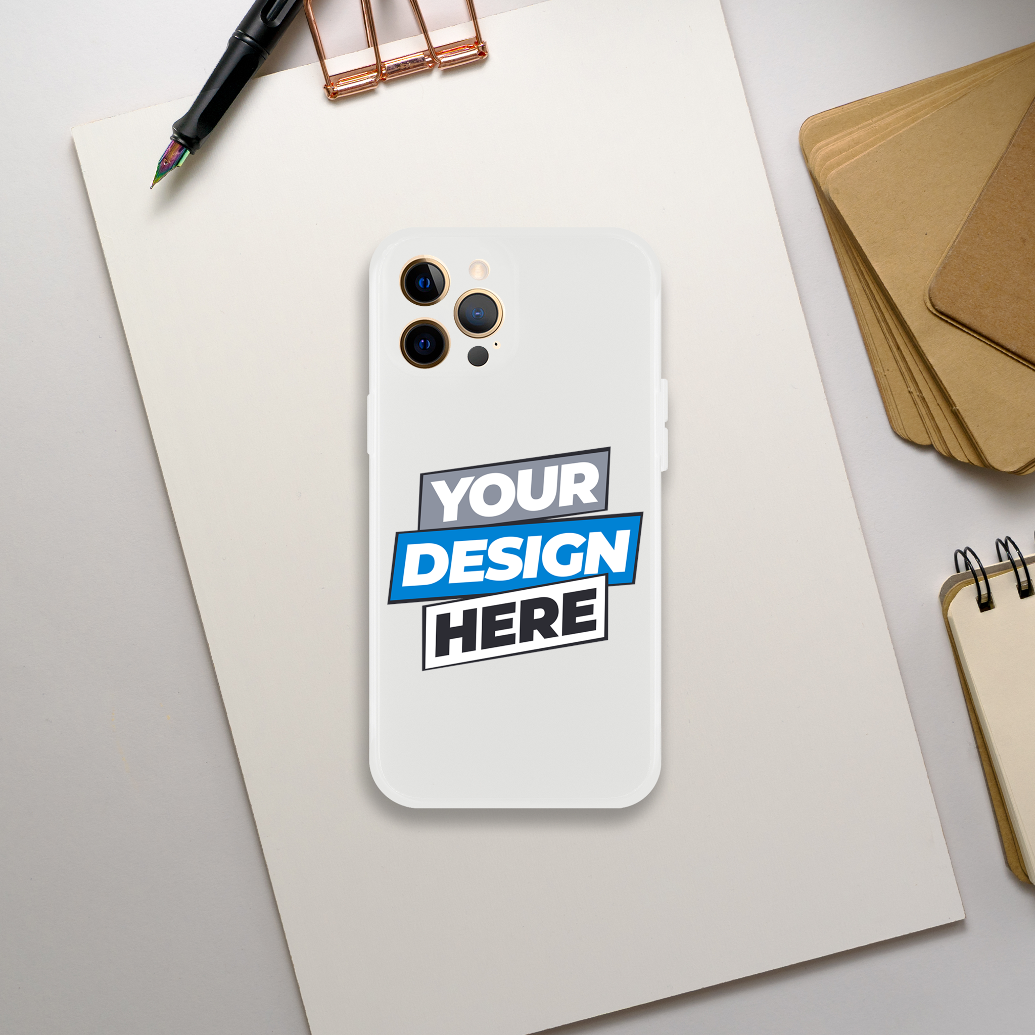 Customizable Flexi Case showing blank design template on phone, featuring transparent, impact-resistant cover for modern art display.
