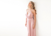 Rosara Blush Wrap Maxi Dress