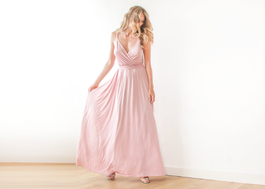 Rosara Blush Wrap Maxi Dress