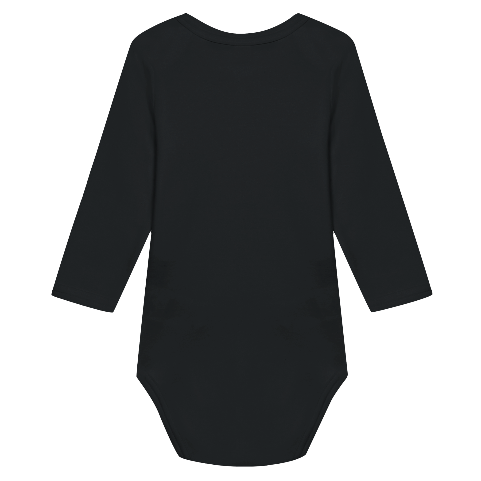 Serano long sleeve baby bodysuit in black, featuring soft cotton fabric and lap shoulders for comfort and easy changing.