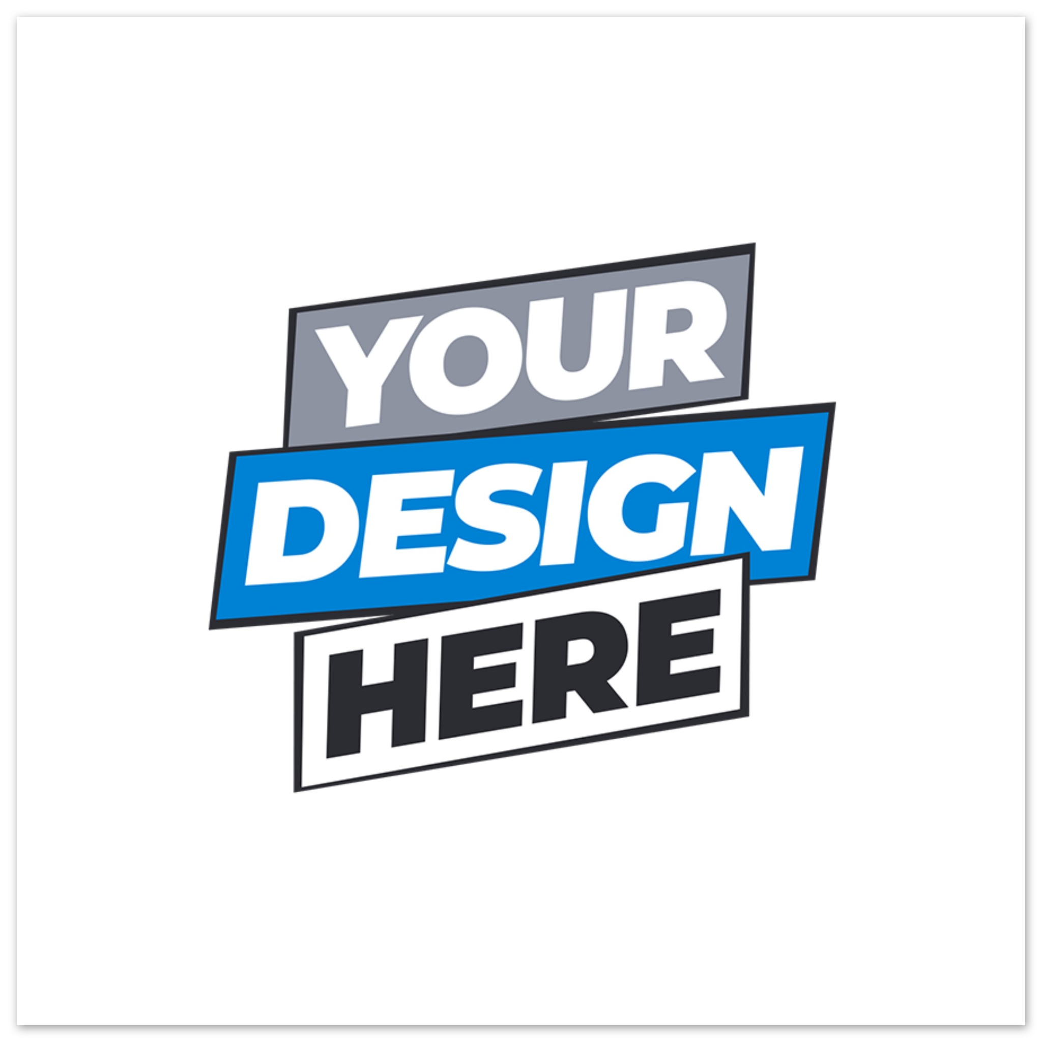 Placeholder image for custom design posters with bold text 'Your Design Here' against a white background.