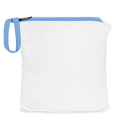 White packable pouch with blue zipper from Ukrainian Vibe Trizub Collection Embroidered Champion Jacket
