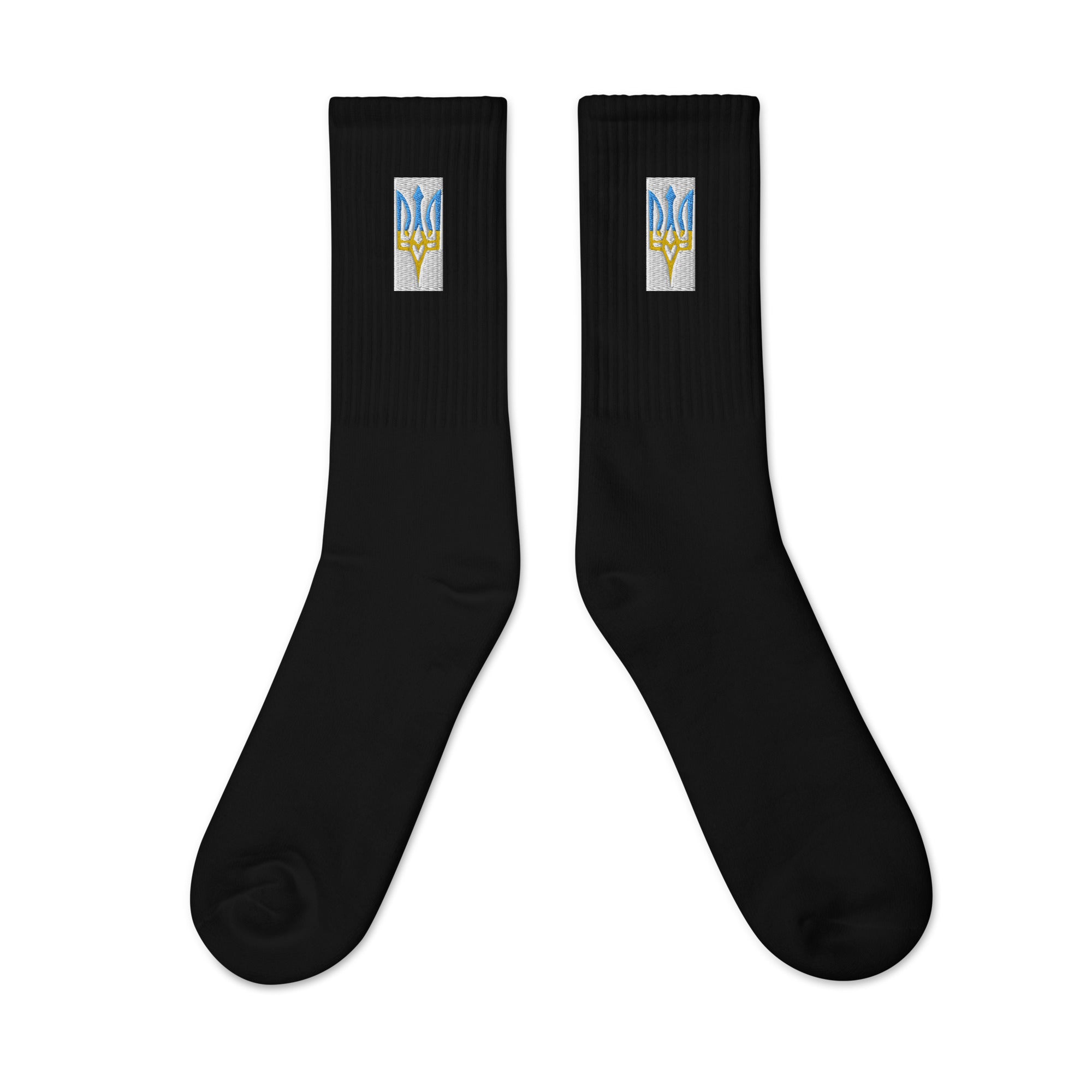 comfortable crest socks,cotton blend socks USA,cushioned sole socks,durable cotton socks,embroidered Ukraine socks,high-quality socks USA,premium quality socks,stylish Ukrainian socks,Ukraine crest design,Ukraine heritage gift,Ukraine patriotic socks,Ukra
