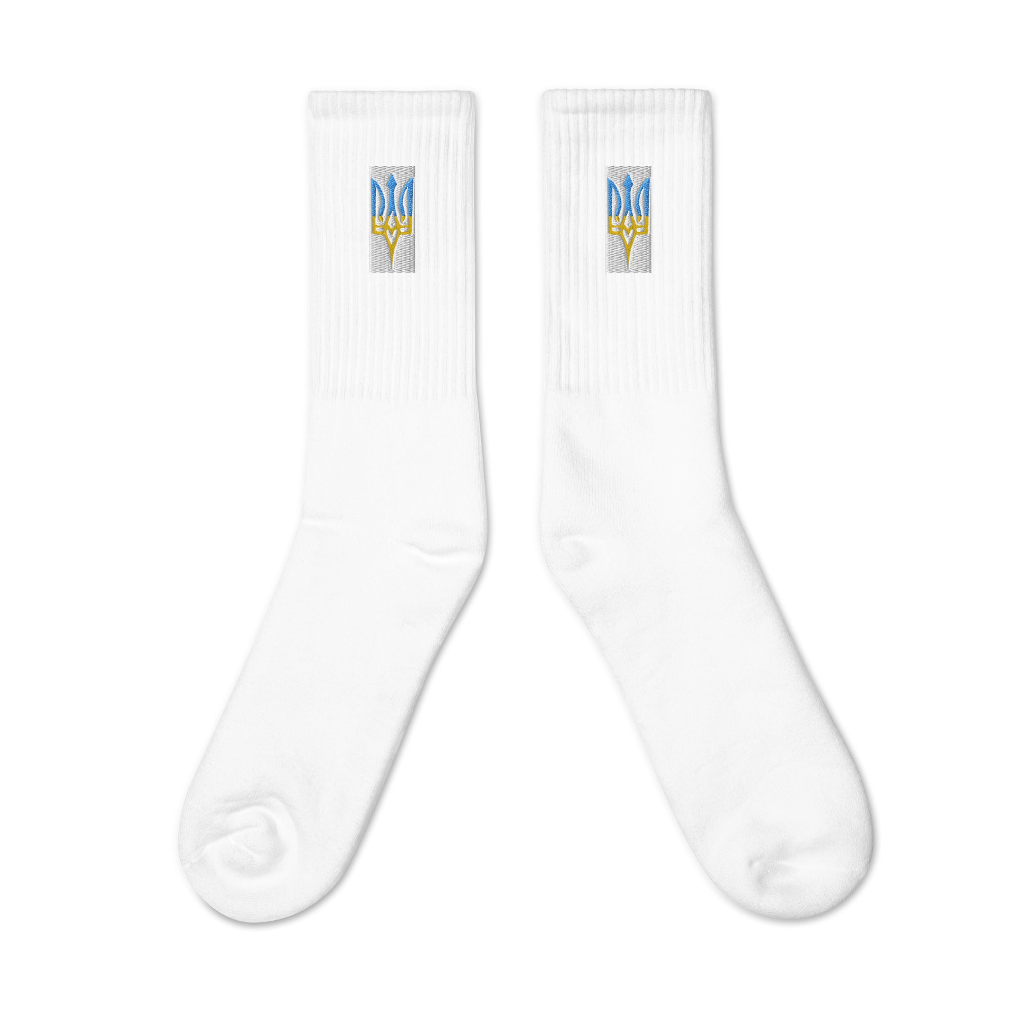 comfortable crest socks,cotton blend socks USA,cushioned sole socks,durable cotton socks,embroidered Ukraine socks,high-quality socks USA,premium quality socks,stylish Ukrainian socks,Ukraine crest design,Ukraine heritage gift,Ukraine patriotic socks,Ukra
