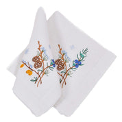 Embroidered linen tablecloth "First Snow" with floral motifs, 240 cm, Ukrainian table runner for festive gatherings.