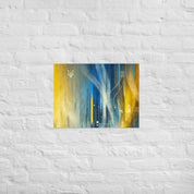 abstract Ukrainian art,blue and yellow decor,contemporary Ukraine artwork,modern Ukraine poster,patriotic home decor,Tryzub emblem poster,Tryzub wall art,Ukraine flag wall art,Ukrainian flag poster,Ukrainian office decor
