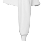White Elowen cropped hoodie with raw hem, showcasing soft fleece fabric and relaxed streetwear style ideal for layering.