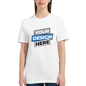Zalmera women's cotton t-shirt with customizable print design, semi-fitted silhouette, ideal for effortless style and comfort.